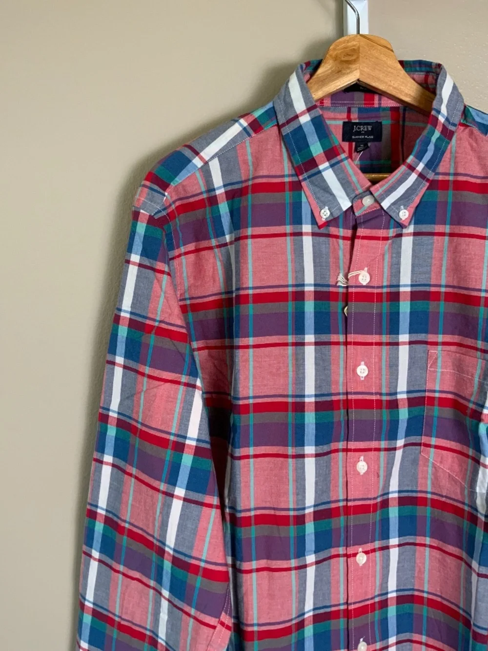 J. Crew Slim Summer Plaid Button Down Oxford Shirt